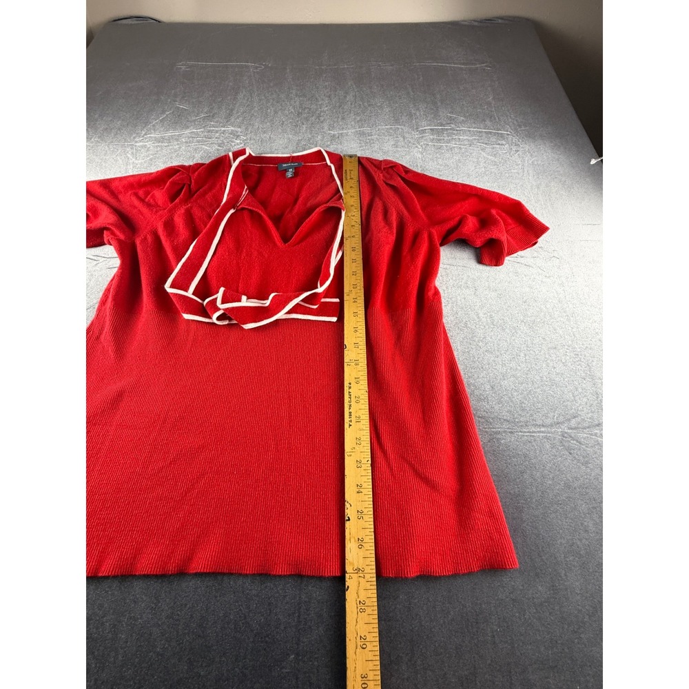 ModCloth Red White Trim Tie Neck Short Sleeve Knit Top Plus Size 3X MRS0552 - Picture 8 of 9